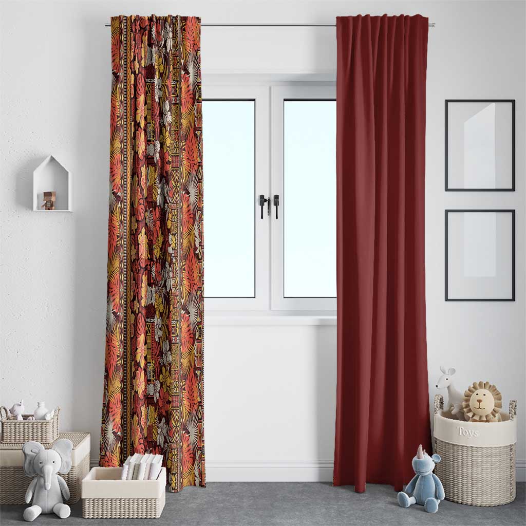 Hawaiian Tribal Elements Hibiscus Window Curtain Red Pattern LT9 - Polynesian Pride