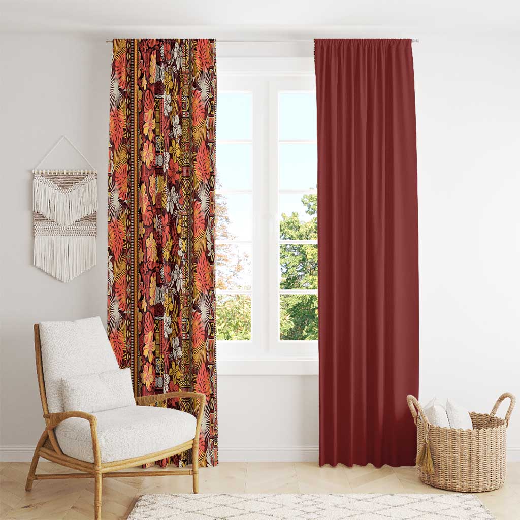 Hawaiian Tribal Elements Hibiscus Window Curtain Red Pattern LT9 - Polynesian Pride