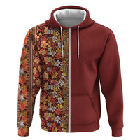 Hawaiian Tribal Elements Hibiscus Zip Hoodie Red Pattern - Polynesian Pride