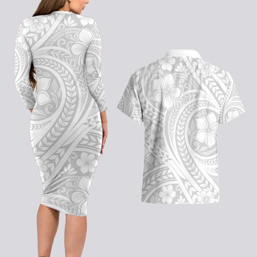 Lotu Tamaiti Samoan Polynesian Tribal Couples Matching Long Sleeve Bodycon Dress and Hawaiian Shirt - Polynesian Pride