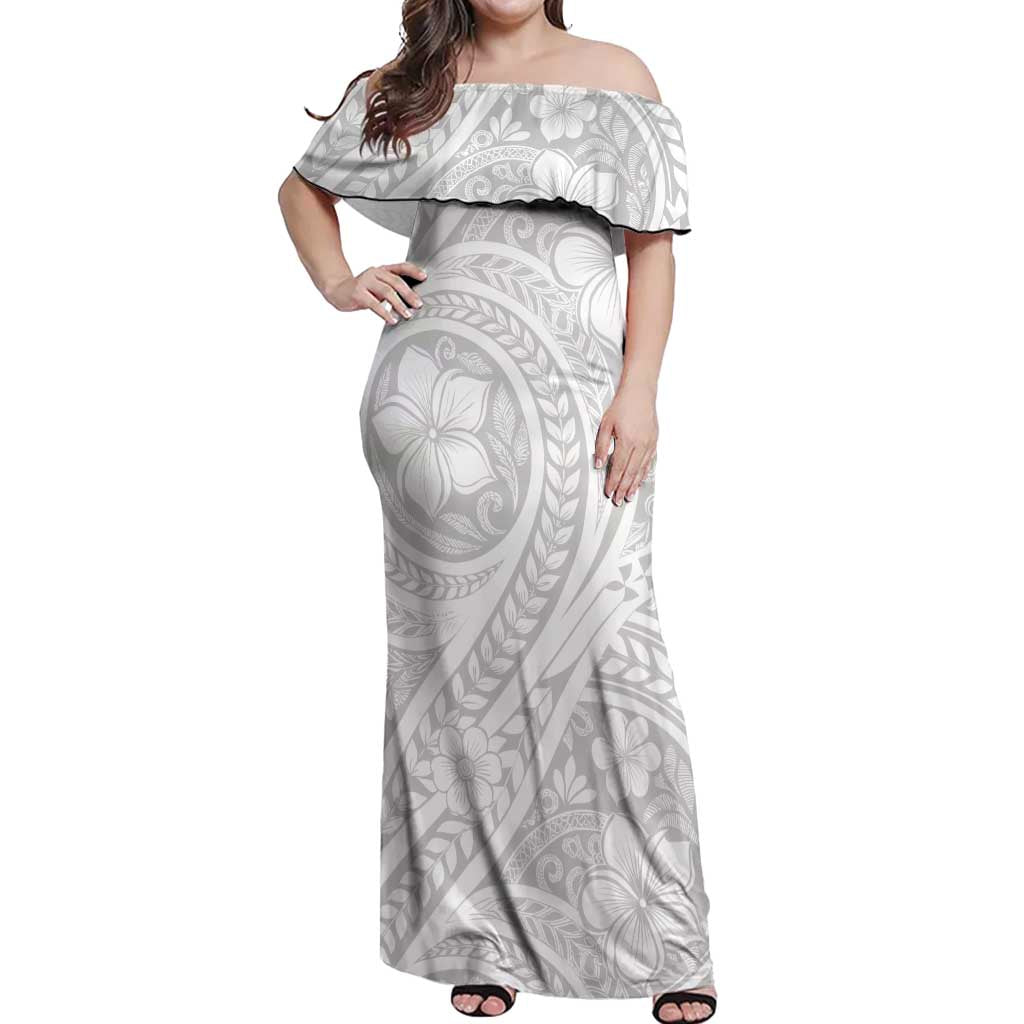 Lotu Tamaiti Samoan Polynesian Tribal Off Shoulder Maxi Dress LT9 Women White - Polynesian Pride