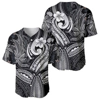 Polynesia Baseball Jersey Whale Tale and Polynesian Sunset Plumeria Black LT9 - Polynesian Pride