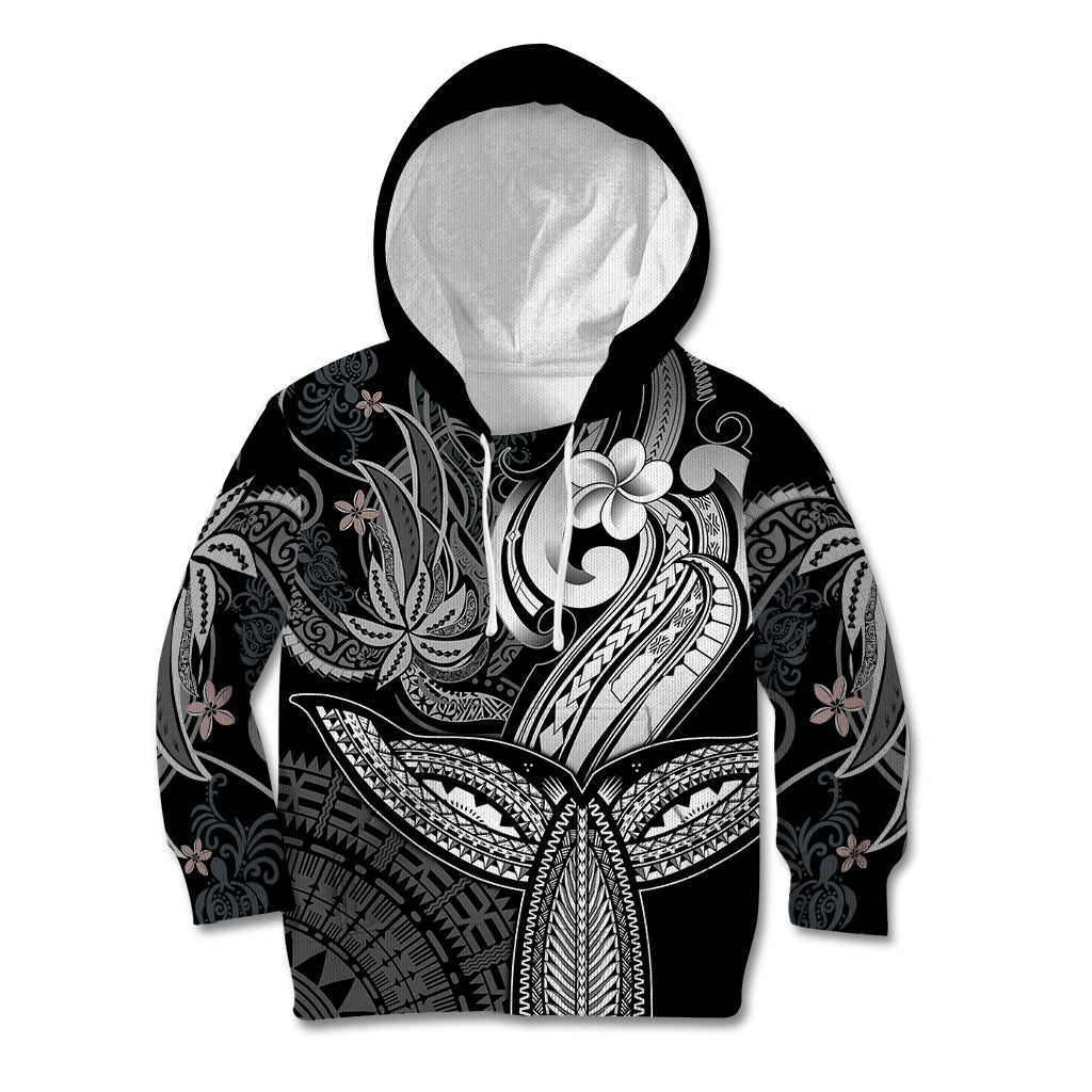 Polynesia Kid Hoodie Whale Tale and Polynesian Sunset Plumeria Black LT9 Hoodie Black - Polynesian Pride