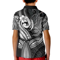 Polynesia Kid Polo Shirt Whale Tale and Polynesian Sunset Plumeria Black LT9 - Polynesian Pride