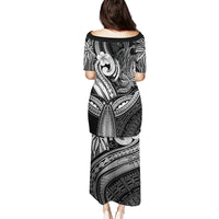 Polynesia Puletasi Whale Tale and Polynesian Sunset Plumeria Black LT9 - Polynesian Pride