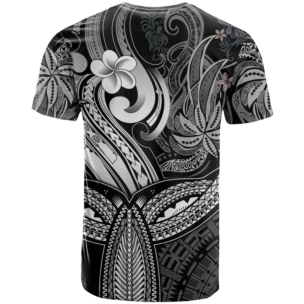 Polynesia T Shirt Whale Tale and Polynesian Sunset Plumeria Black LT9 - Polynesian Pride