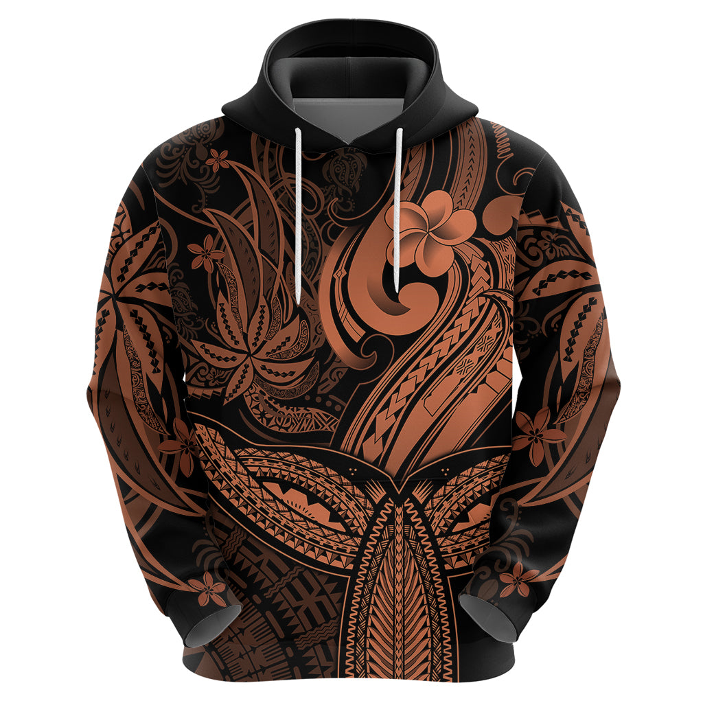 Polynesia Hoodie Whale Tale and Polynesian Sunset Plumeria Gold LT9 - Polynesian Pride