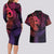 Polynesia Couples Matching Long Sleeve Bodycon Dress and Hawaiian Shirt Whale Tale and Polynesian Sunset Plumeria Pink LT9 - Polynesian Pride