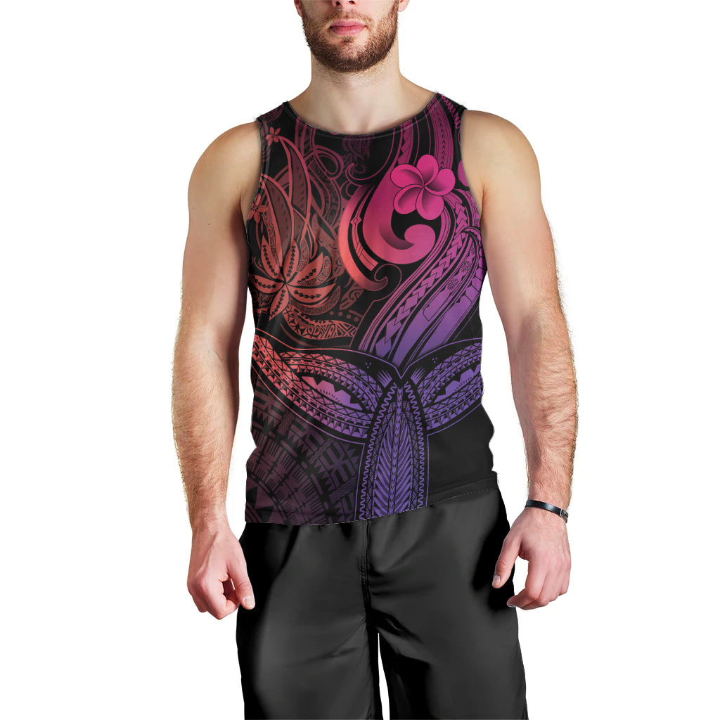 Polynesia Men Tank Top Whale Tale and Polynesian Sunset Plumeria Pink LT9 - Polynesian Pride