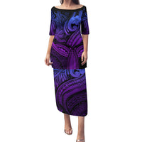 Polynesia Puletasi Whale Tale and Polynesian Sunset Plumeria Purple LT9 Long Dress Purple - Polynesian Pride