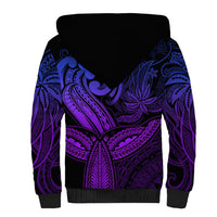 Polynesia Sherpa Hoodie Whale Tale and Polynesian Sunset Plumeria Purple LT9 - Polynesian Pride