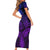 Polynesia Short Sleeve Bodycon Dress Whale Tale and Polynesian Sunset Plumeria Purple LT9 - Polynesian Pride