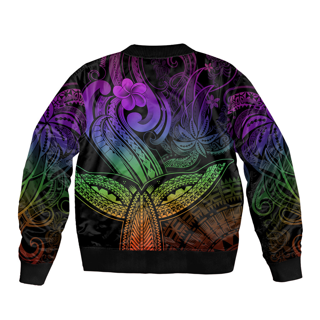 Polynesia Bomber Jacket Whale Tale and Polynesian Sunset Plumeria Rainbow LT9 - Polynesian Pride
