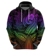 Polynesia Hoodie Whale Tale and Polynesian Sunset Plumeria Rainbow LT9 - Polynesian Pride