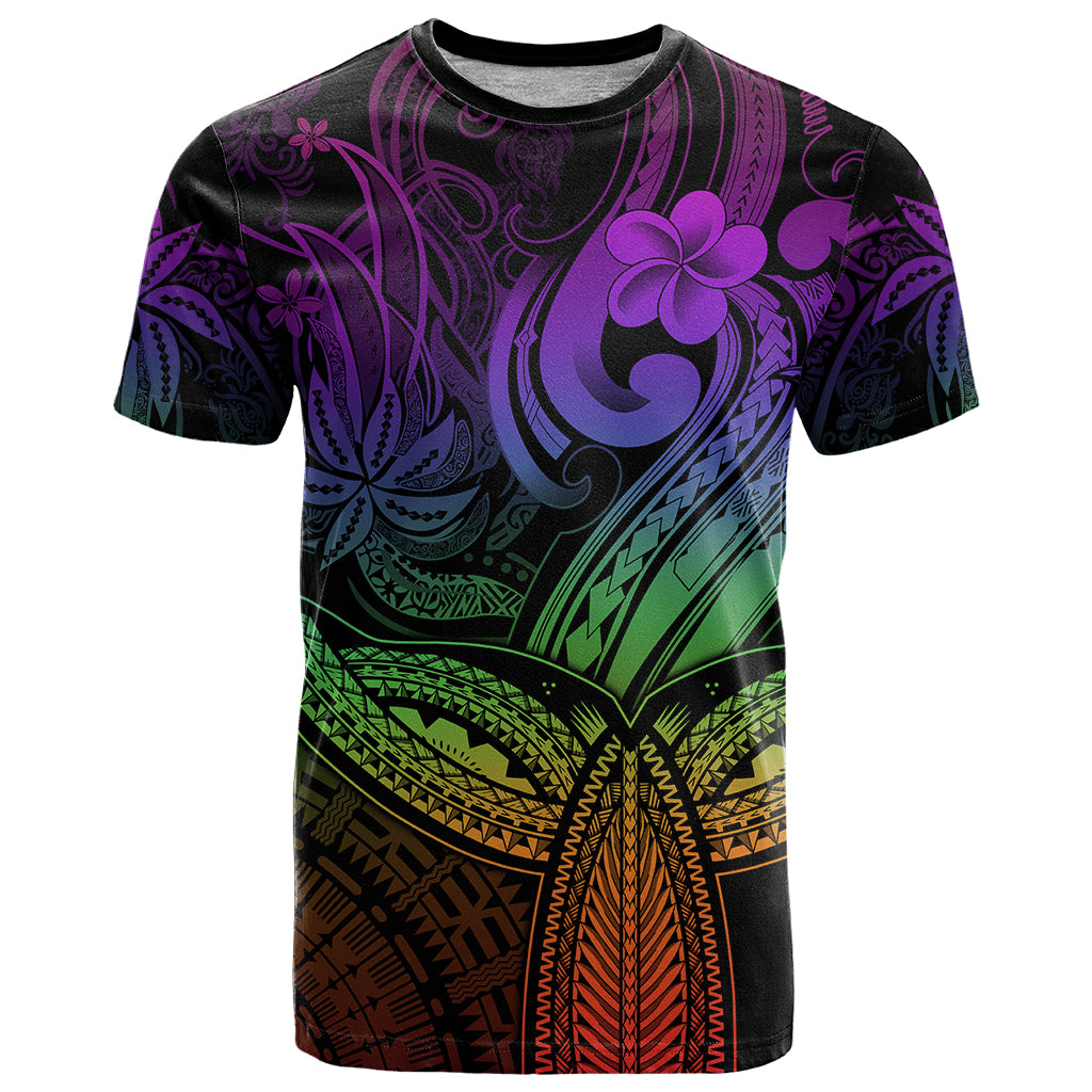 Polynesia T Shirt Whale Tale and Polynesian Sunset Plumeria Rainbow LT9 Rainbow - Polynesian Pride
