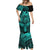 Polynesia Mermaid Dress Whale Tale and Polynesian Sunset Plumeria Turquoise LT9 - Polynesian Pride