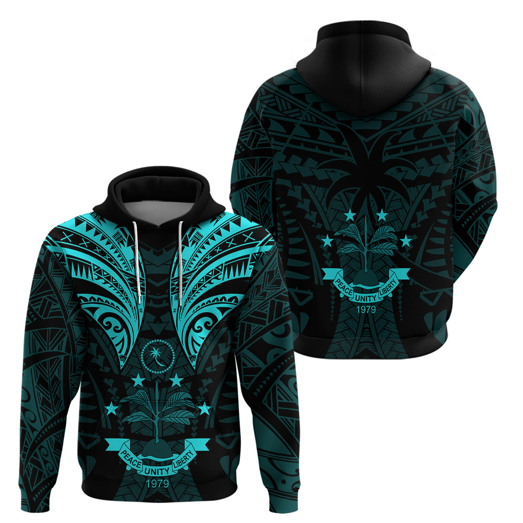 FSM Chuuk States Hoodie Micronesia Vintage Polynesian Tribal Aqua Version LT9 - Polynesian Pride