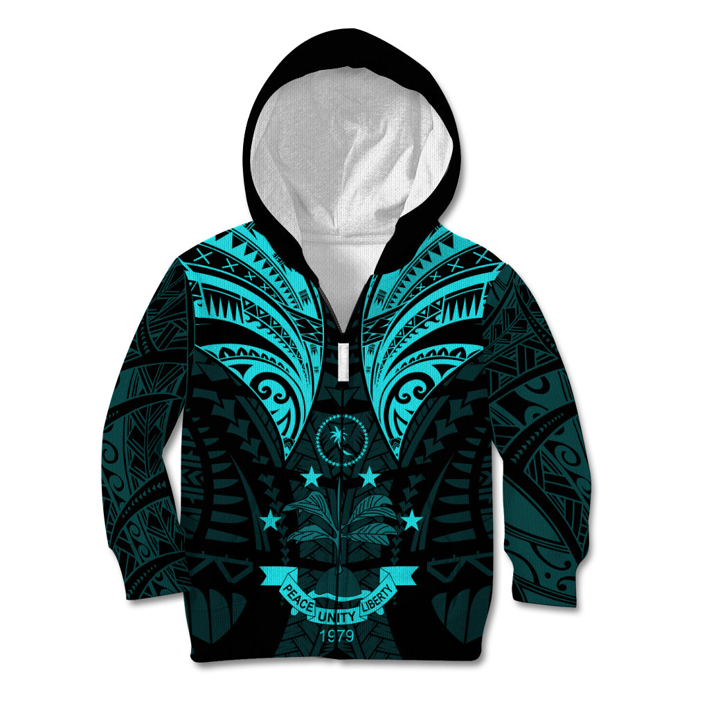 FSM Chuuk States Kid Hoodie Micronesia Vintage Polynesian Tribal Aqua Version LT9 - Polynesian Pride