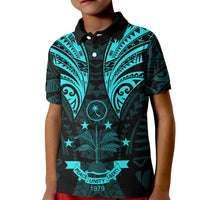 FSM Chuuk States Kid Polo Shirt Micronesia Vintage Polynesian Tribal Aqua Version LT9 Kid Aqua - Polynesian Pride