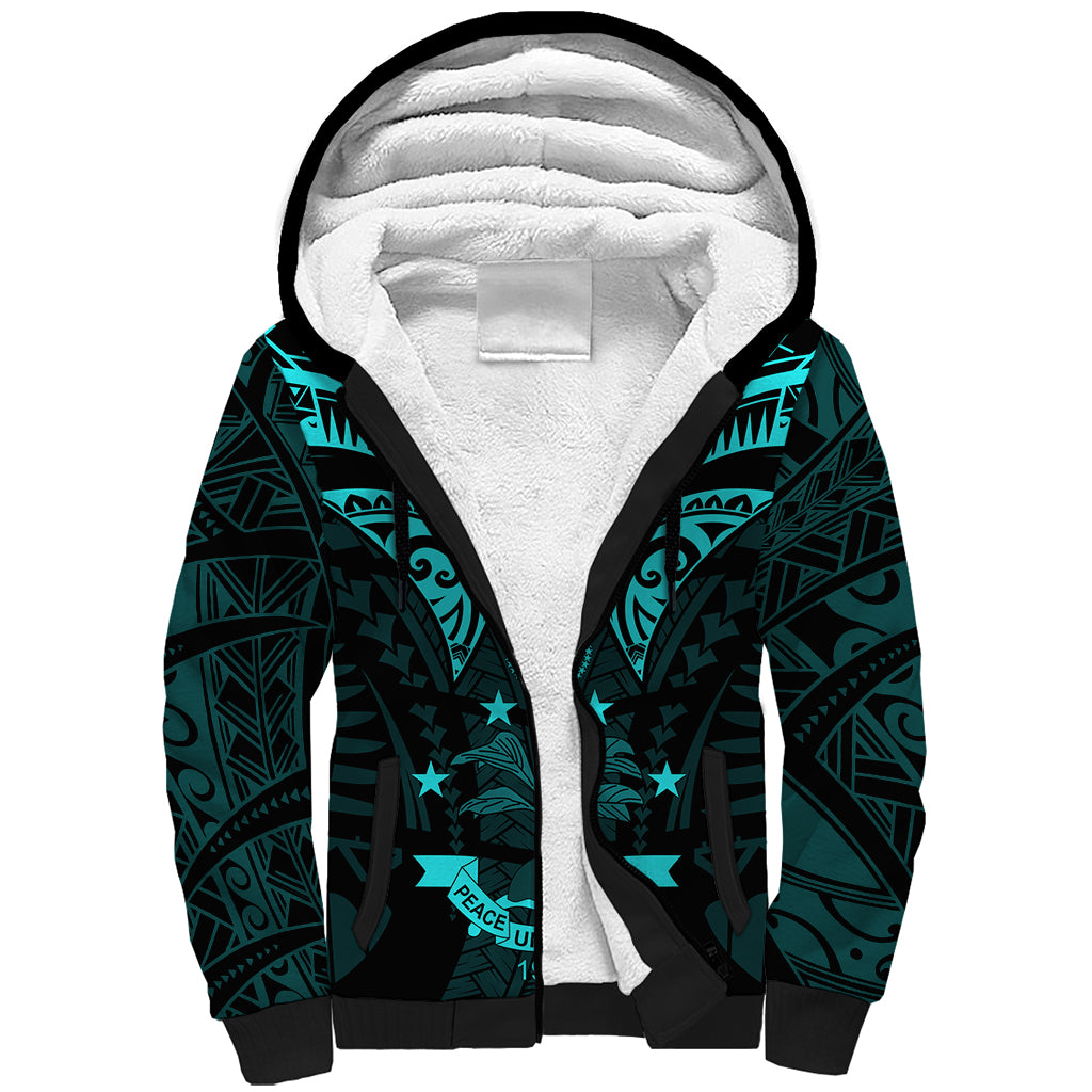 FSM Chuuk States Sherpa Hoodie Micronesia Vintage Polynesian Tribal Aqua Version LT9 Unisex Aqua - Polynesian Pride