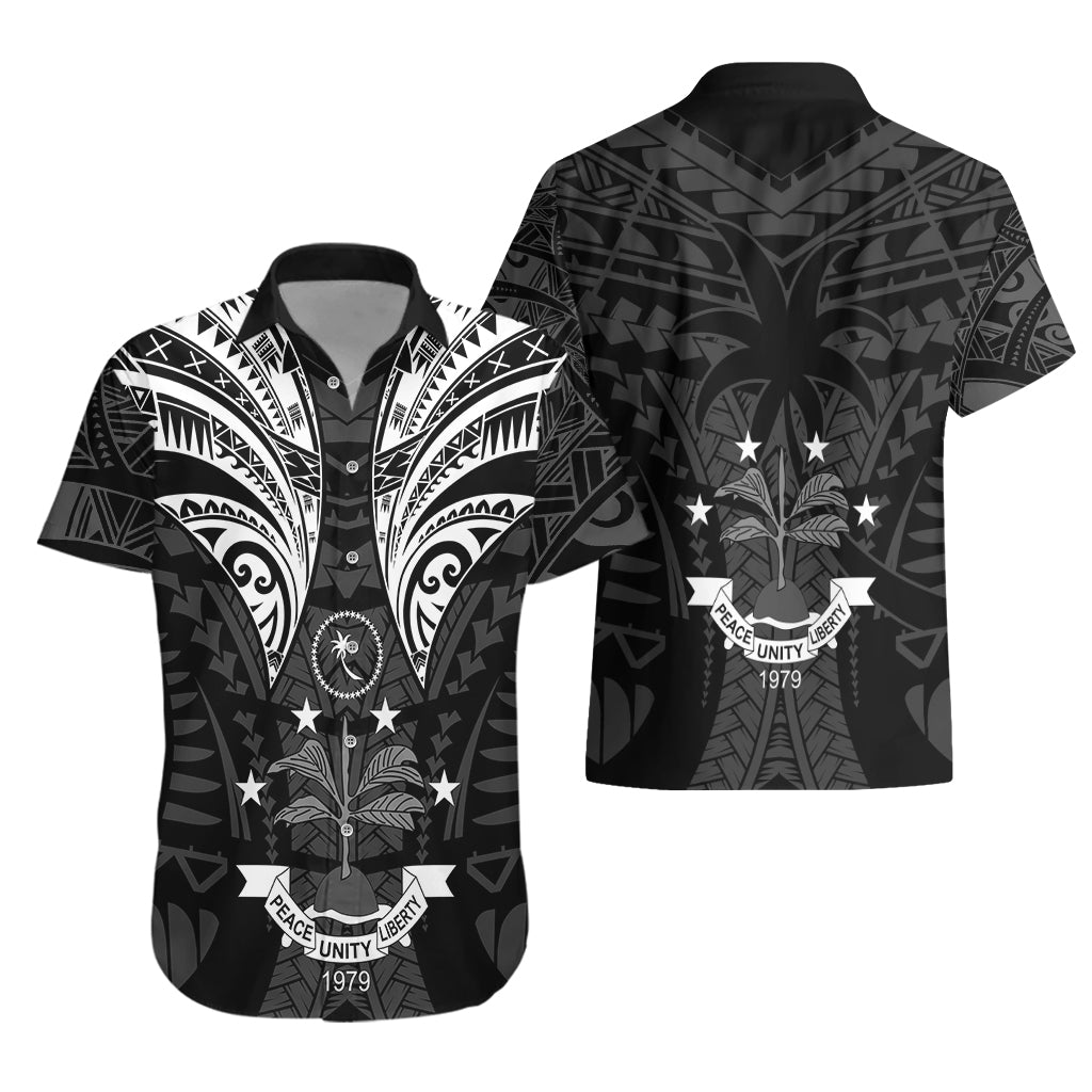 FSM Chuuk States Hawaiian Shirt Micronesia Vintage Polynesian Tribal Black Version LT9 - Polynesian Pride