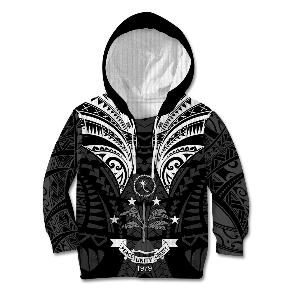 FSM Chuuk States Kid Hoodie Micronesia Vintage Polynesian Tribal Black Version LT9 Black - Polynesian Pride