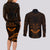 FSM Chuuk States Couples Matching Long Sleeve Bodycon Dress and Long Sleeve Button Shirts Micronesia Vintage Polynesian Tribal Gold Version LT9 - Polynesian Pride