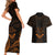 FSM Chuuk States Couples Matching Short Sleeve Bodycon Dress and Hawaiian Shirt Micronesia Vintage Polynesian Tribal Gold Version LT9 - Polynesian Pride