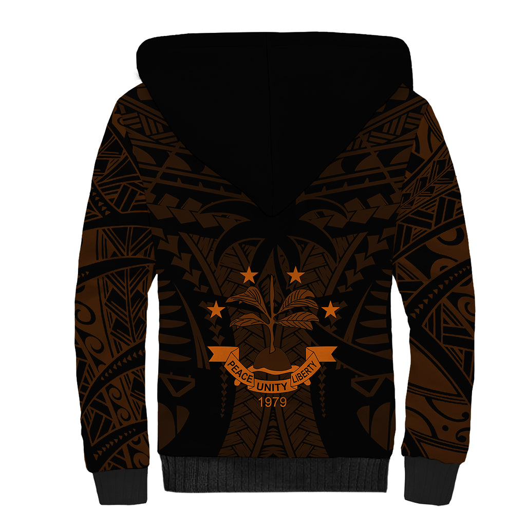 FSM Chuuk States Sherpa Hoodie Micronesia Vintage Polynesian Tribal Gold Version LT9 - Polynesian Pride