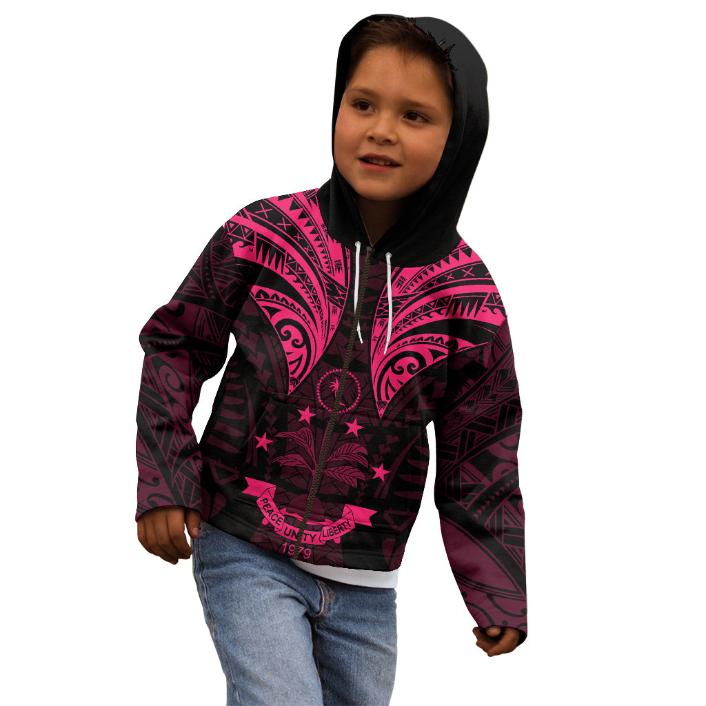 FSM Chuuk States Kid Hoodie Micronesia Vintage Polynesian Tribal Pink Version LT9 - Polynesian Pride