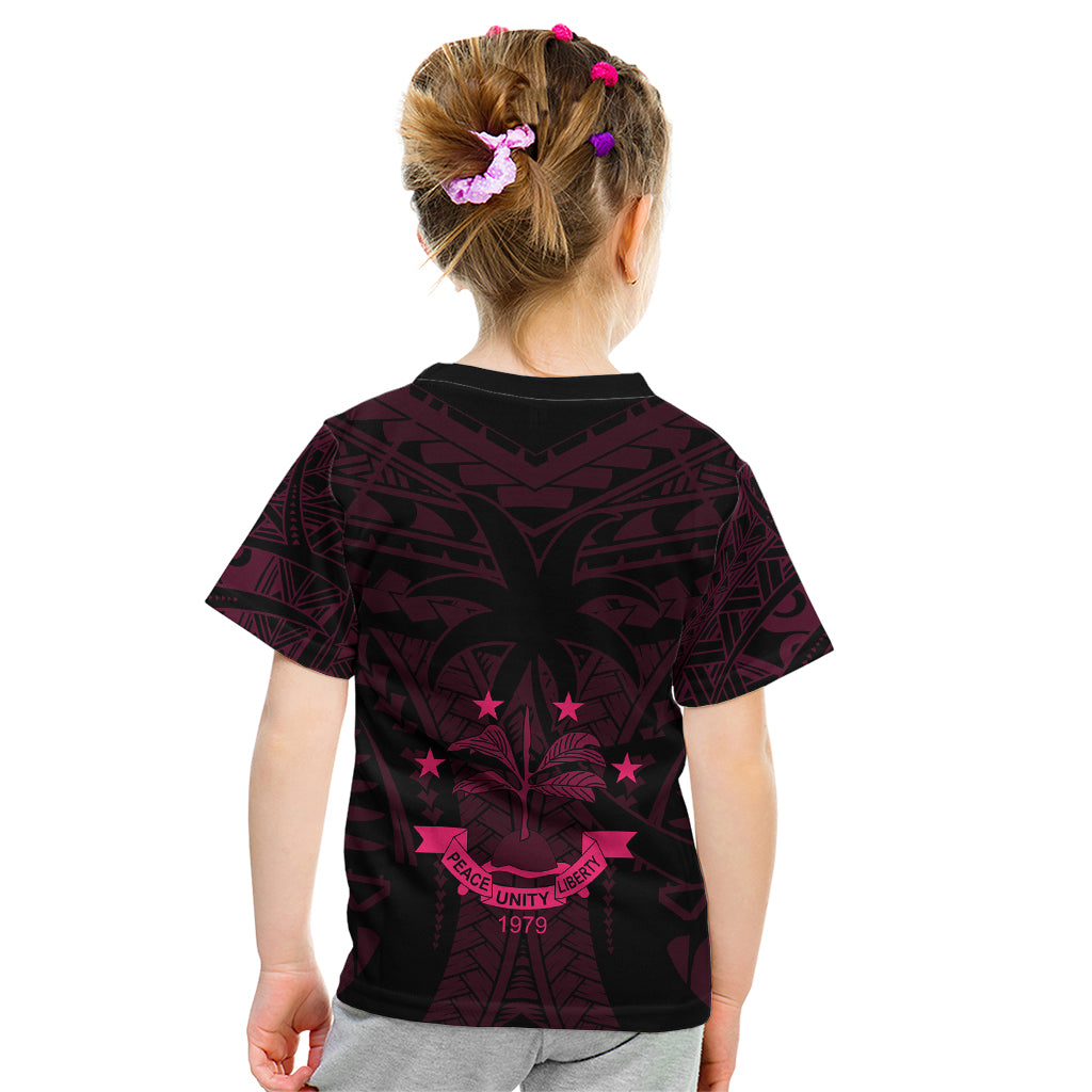 FSM Chuuk States Kid T Shirt Micronesia Vintage Polynesian Tribal Pink Version LT9 - Polynesian Pride