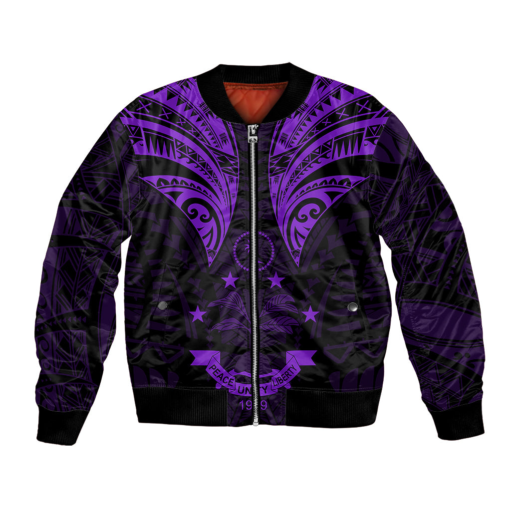 FSM Chuuk States Bomber Jacket Micronesia Vintage Polynesian Tribal Purple Version LT9 Unisex Purple - Polynesian Pride