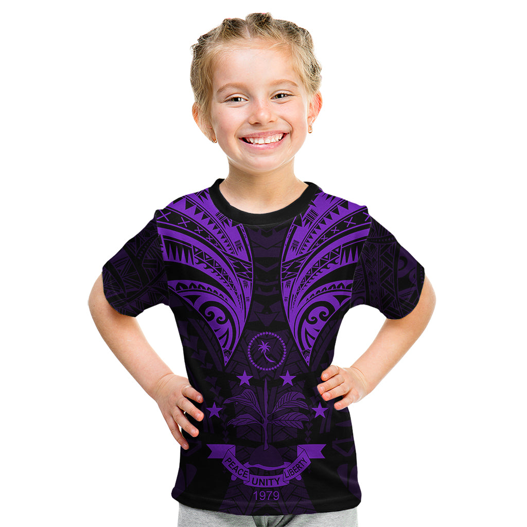 FSM Chuuk States Kid T Shirt Micronesia Vintage Polynesian Tribal Purple Version LT9 Purple - Polynesian Pride