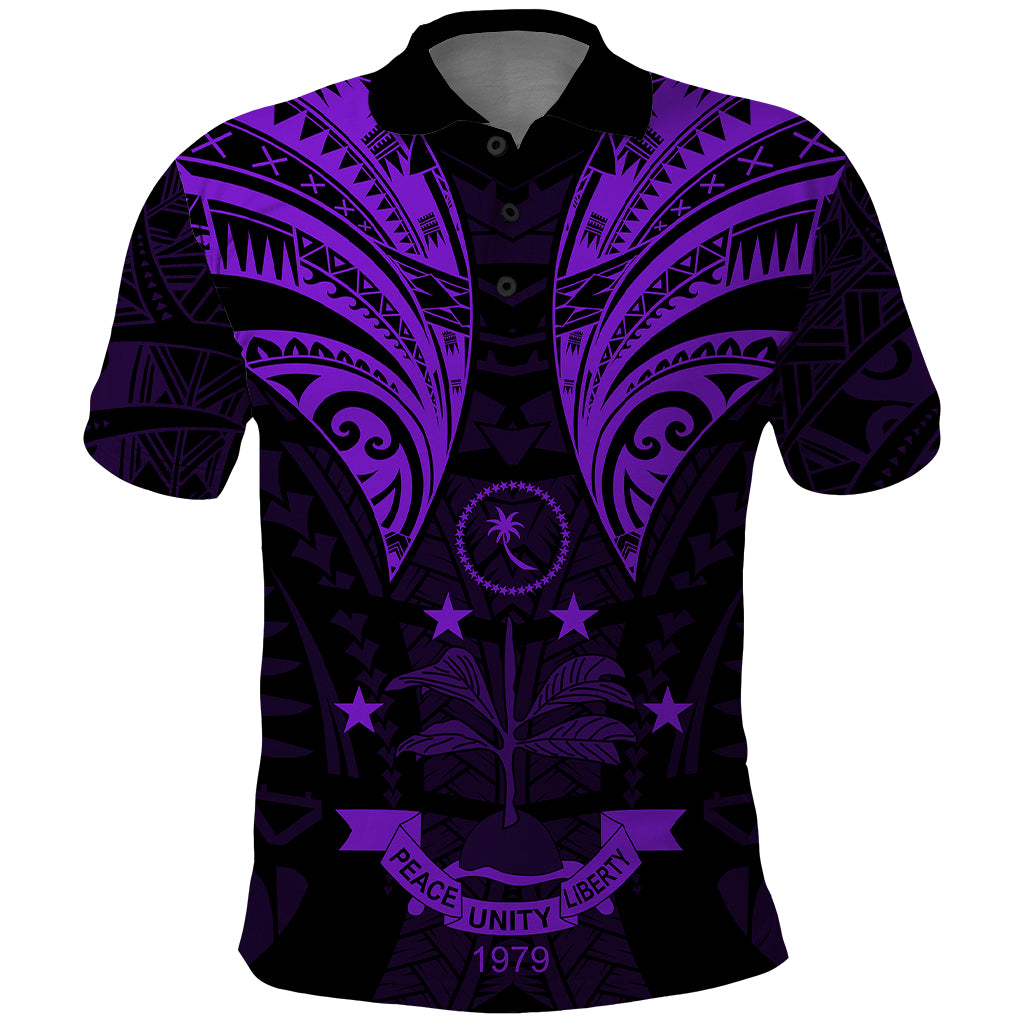 FSM Chuuk States Polo Shirt Micronesia Vintage Polynesian Tribal Purple Version LT9 Purple - Polynesian Pride