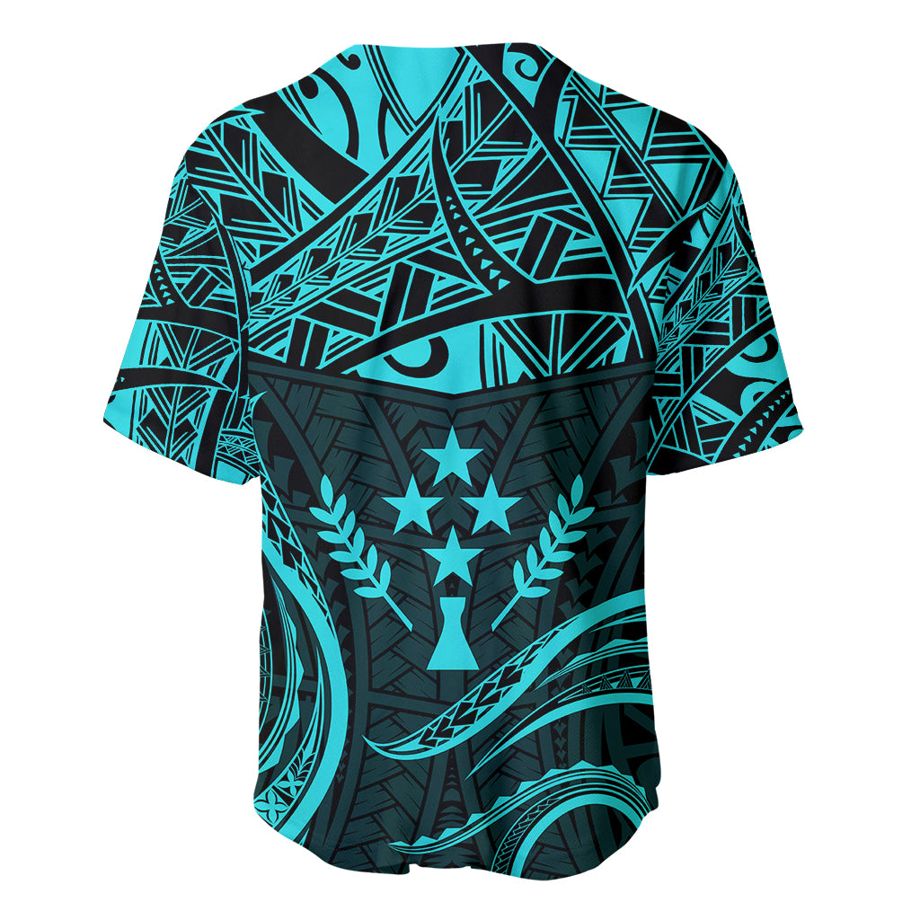FSM Kosrae States Baseball Jersey Micronesia Vintage Polynesian Tribal Aqua Version LT9 - Polynesian Pride