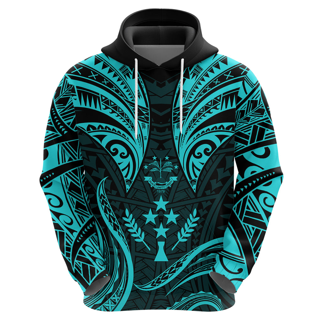 FSM Kosrae States Hoodie Micronesia Vintage Polynesian Tribal Aqua Version LT9 - Polynesian Pride