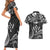 FSM Kosrae States Couples Matching Short Sleeve Bodycon Dress and Hawaiian Shirt Micronesia Vintage Polynesian Tribal Black Version LT9 - Polynesian Pride