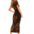 FSM Kosrae States Short Sleeve Bodycon Dress Micronesia Vintage Polynesian Tribal Gold Version LT9 - Polynesian Pride