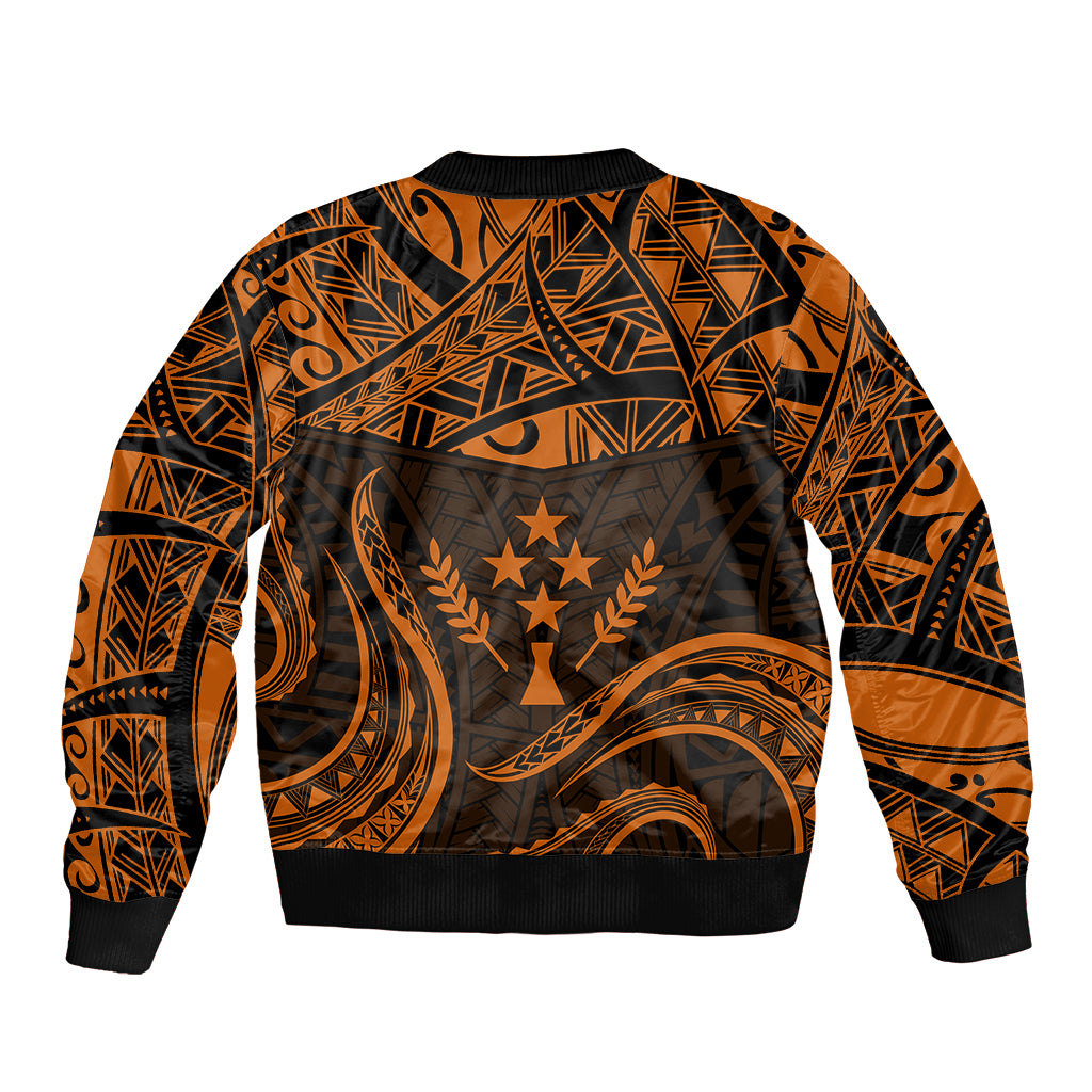 FSM Kosrae States Sleeve Zip Bomber Jacket Micronesia Vintage Polynesian Tribal Gold Version LT9 - Polynesian Pride