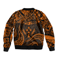 FSM Kosrae States Sleeve Zip Bomber Jacket Micronesia Vintage Polynesian Tribal Gold Version LT9 - Polynesian Pride