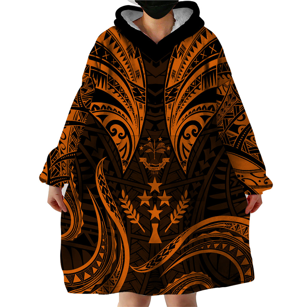 FSM Kosrae States Wearable Blanket Hoodie Micronesia Vintage Polynesian Tribal Gold Version LT9 - Polynesian Pride