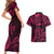 FSM Kosrae States Couples Matching Short Sleeve Bodycon Dress and Hawaiian Shirt Micronesia Vintage Polynesian Tribal Pink Version LT9 - Polynesian Pride