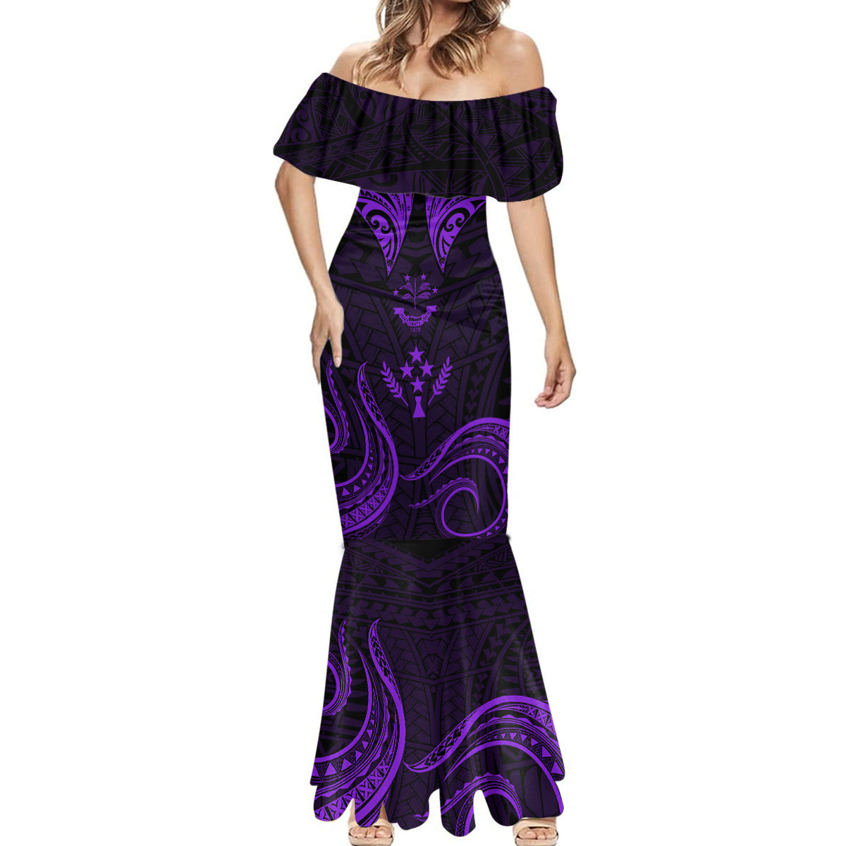 FSM Kosrae States Mermaid Dress Micronesia Vintage Polynesian Tribal Purple Version LT9 - Polynesian Pride