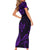 FSM Kosrae States Short Sleeve Bodycon Dress Micronesia Vintage Polynesian Tribal Purple Version LT9 - Polynesian Pride