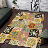 Mele Kalikimaka Hawaii Christmas Area Rug Melemele Mama Seamless Floral Motif - Polynesian Pride