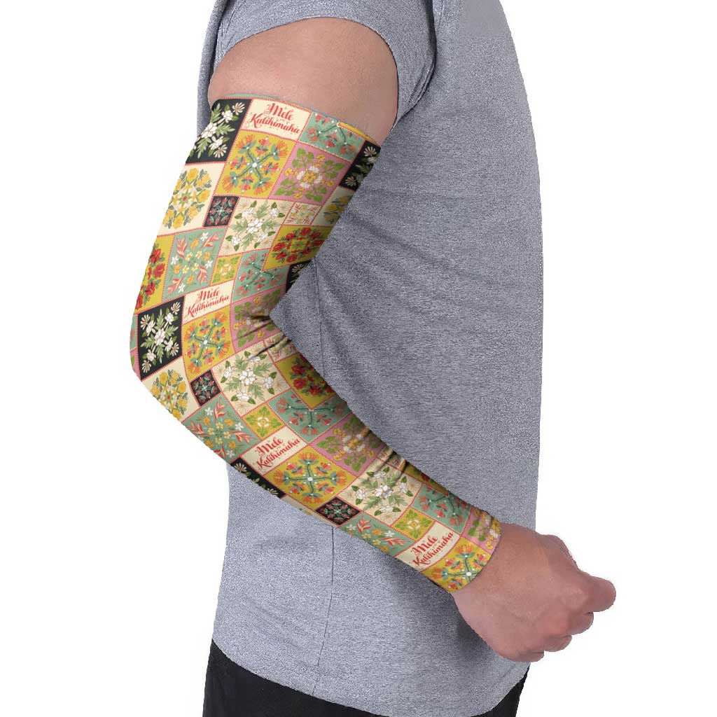 Mele Kalikimaka Hawaii Christmas Arm Sleeves Melemele Mama Seamless Floral Motif - Polynesian Pride
