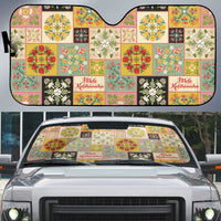 Mele Kalikimaka Hawaii Christmas Auto Sun Shade Melemele Mama Seamless Floral Motif LT9 Beige - Polynesian Pride