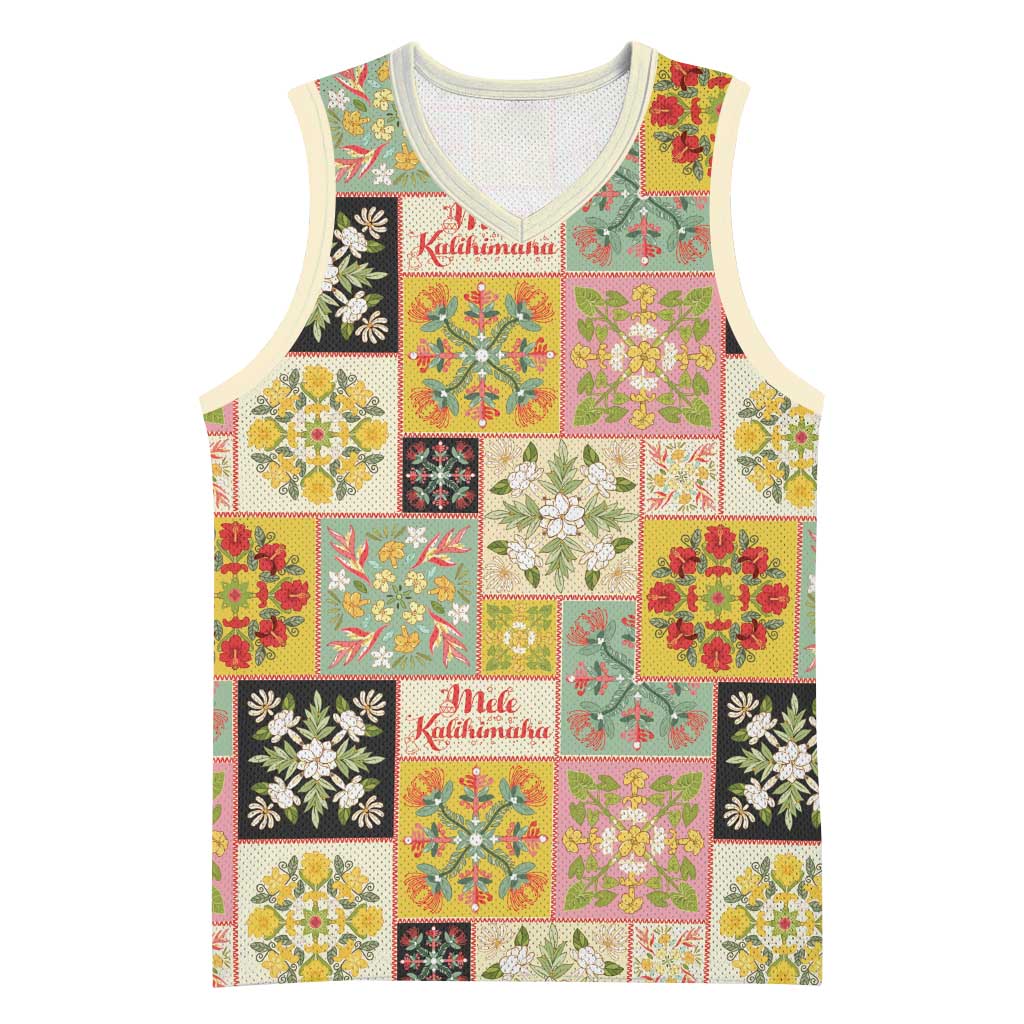 Mele Kalikimaka Hawaii Christmas Basketball Jersey Melemele Mama Seamless Floral Motif LT9 Unisex Beige - Polynesian Pride