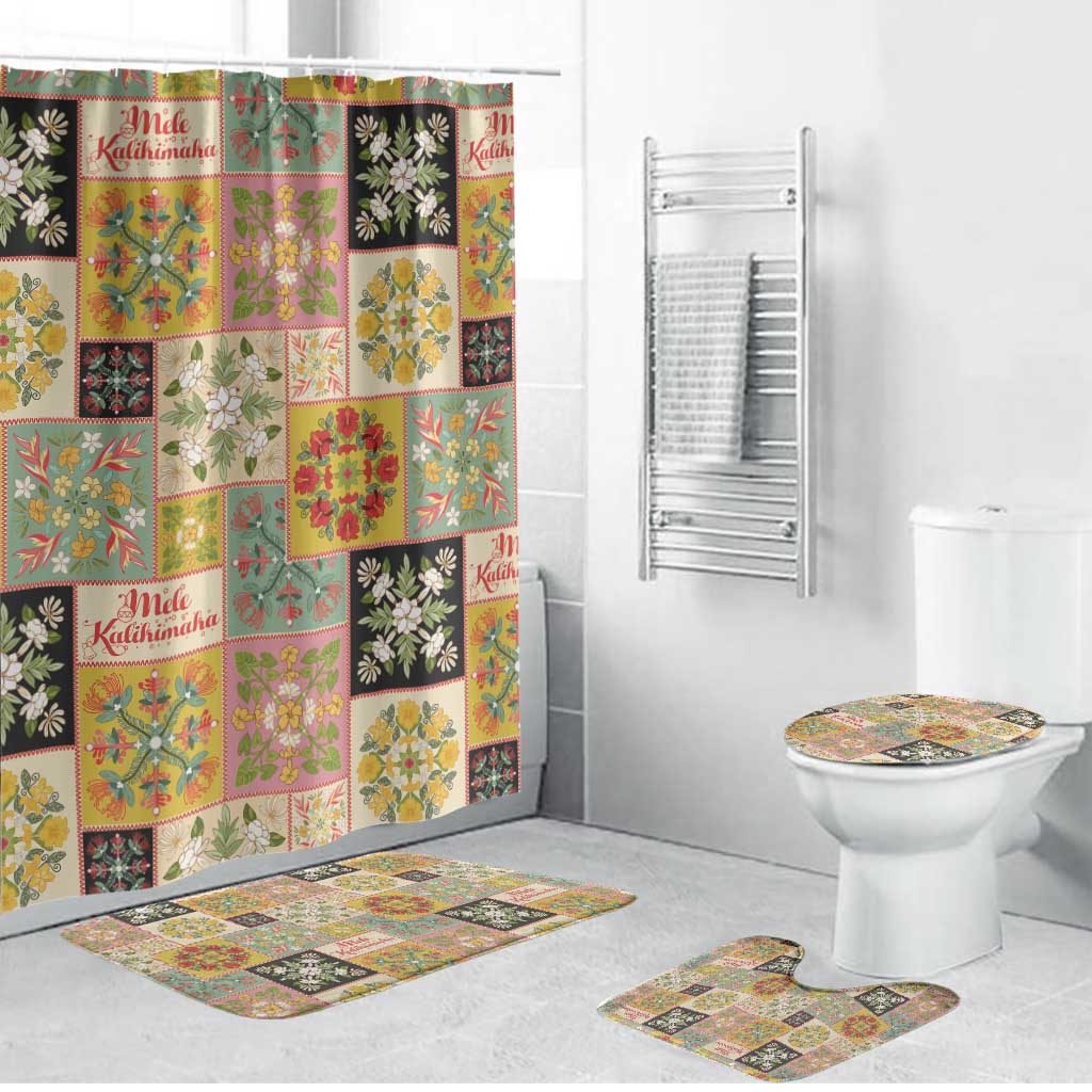 Mele Kalikimaka Hawaii Christmas Bathroom Set Melemele Mama Seamless Floral Motif - Polynesian Pride