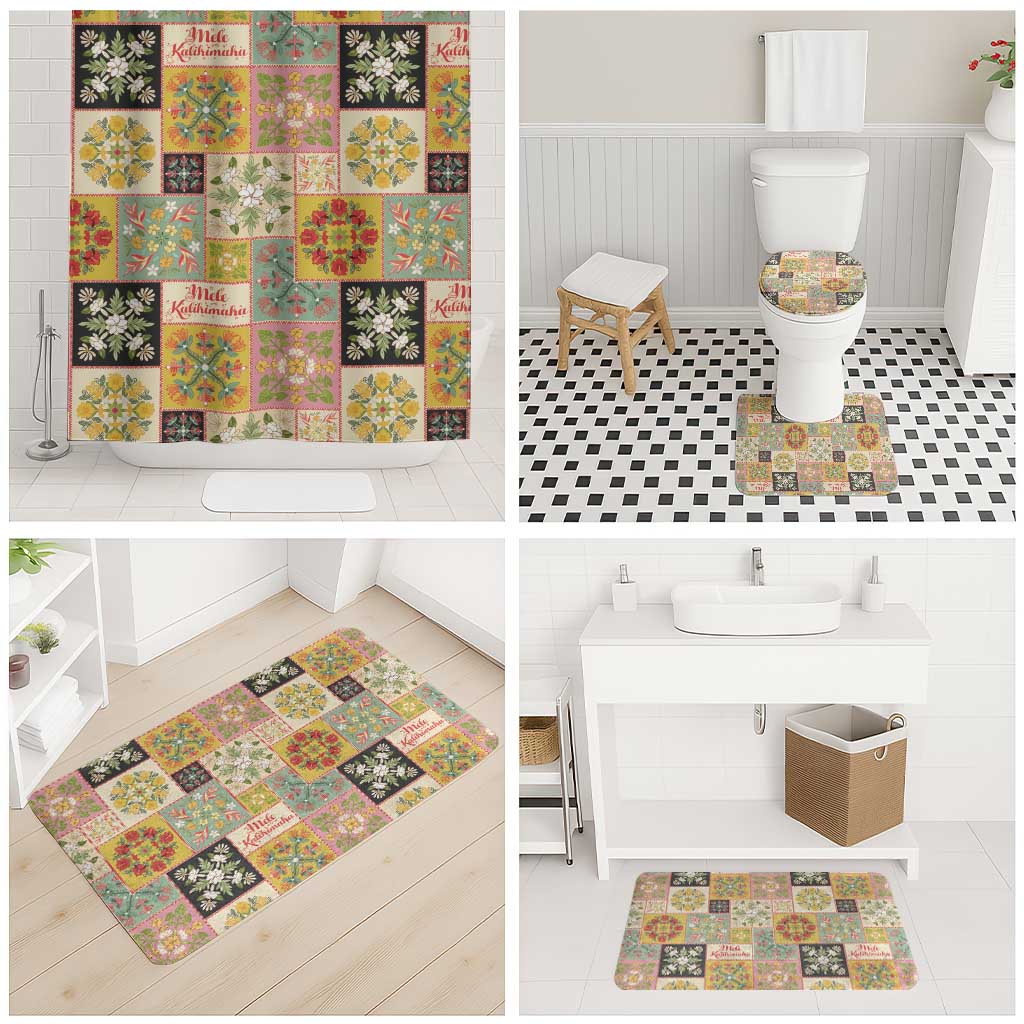 Mele Kalikimaka Hawaii Christmas Bathroom Set Melemele Mama Seamless Floral Motif - Polynesian Pride